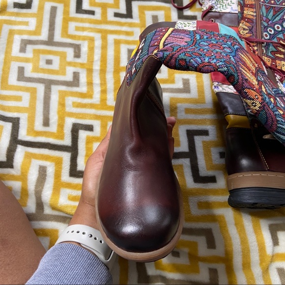 🌹Socofy Boho Tribal Brown Knee Boots Womens 7 - Picture 12 of 16